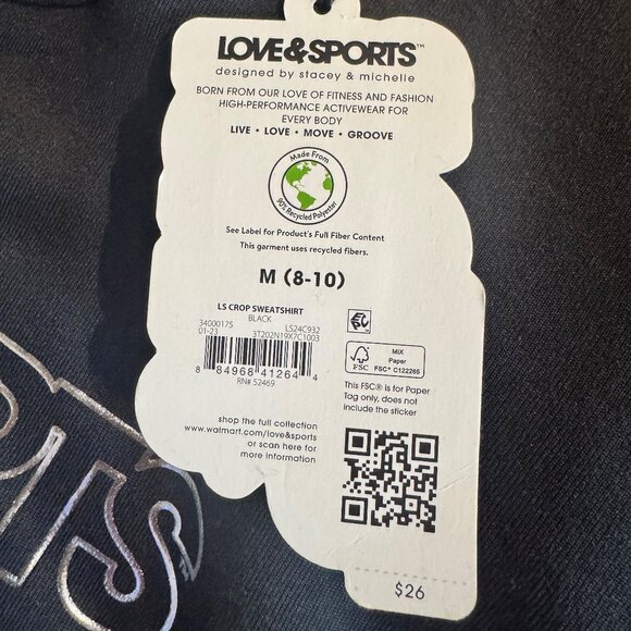 Love & Sports Crop Black Sweatshirt - Picture 2 of 5